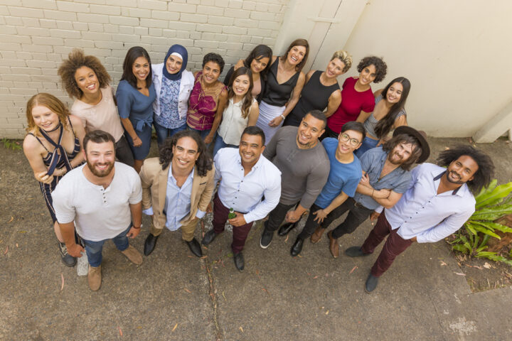 High Angle View Over The Top Of A Group Of People